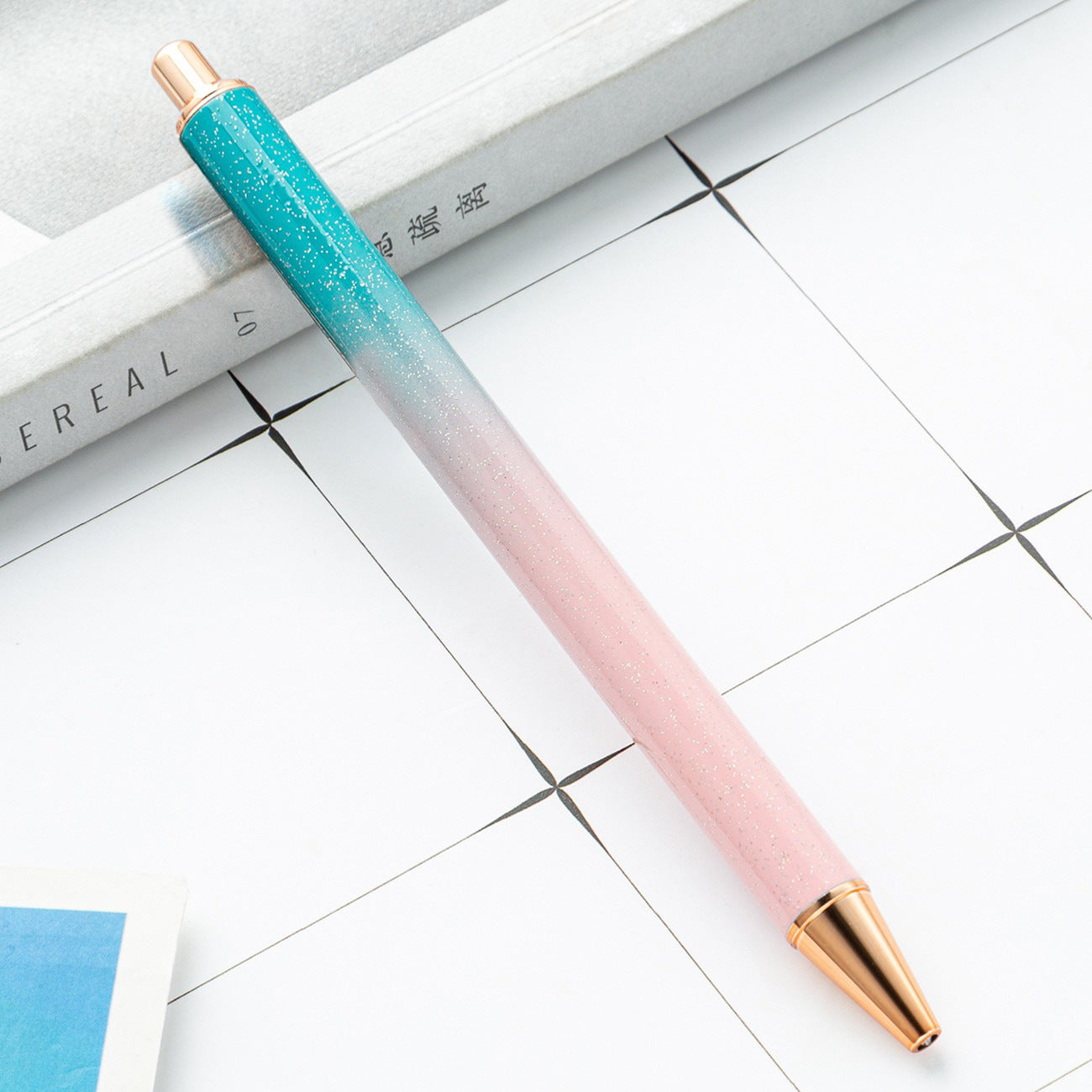 Wholesale Creative Glitter Printable Logo Metal Push Ballpoint Pen